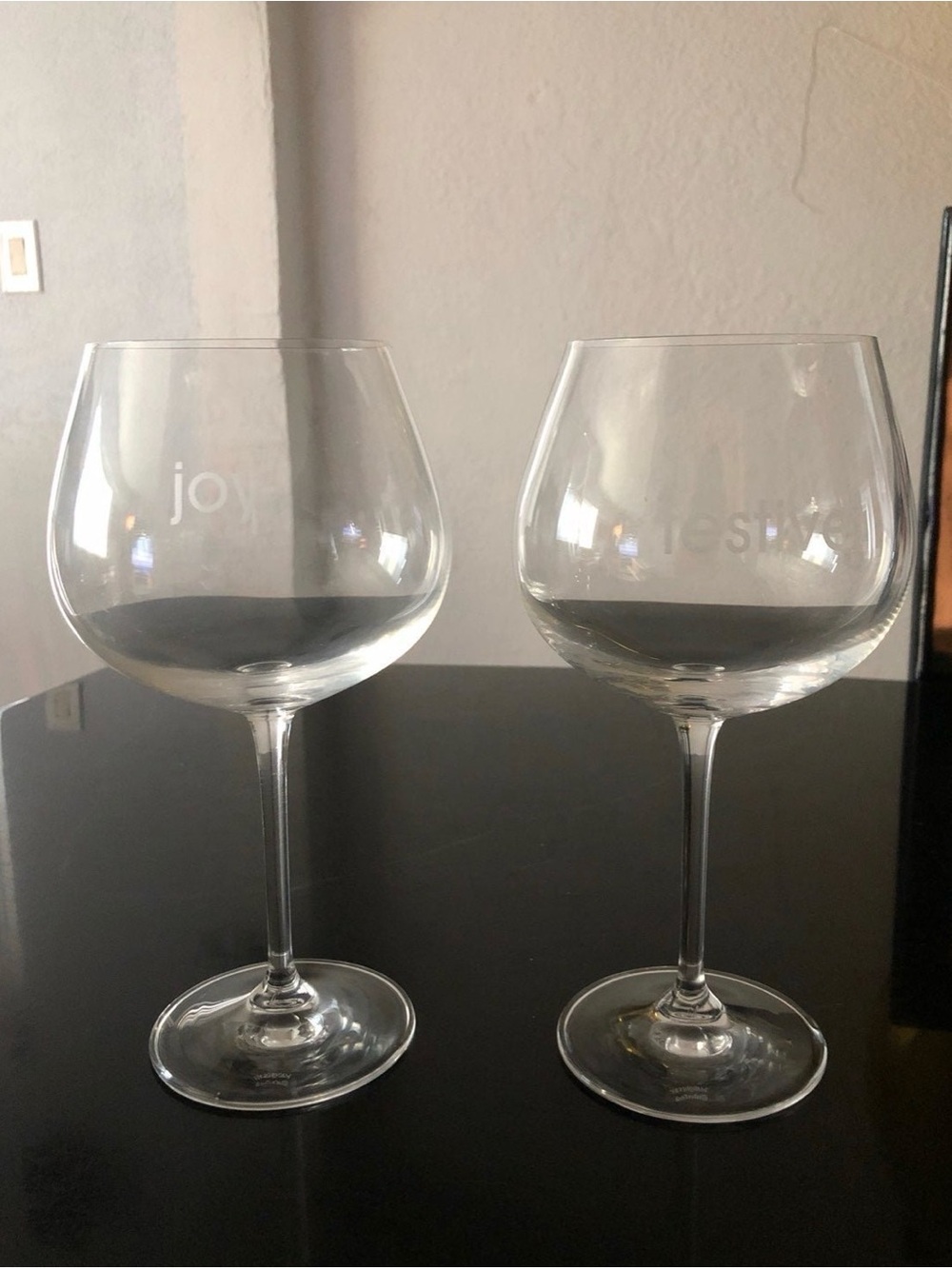 Marquis by Waterford Vintage "Joy" and "Festive" Etched Balloon Wine Glasses